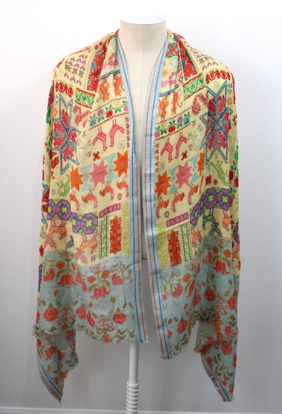 Oversized Boho Patchwork Print Scarf Woven Artsy Folk Shawl Wrap 31" x 78"